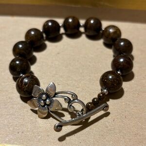 Silpada Brown and Silver Beaded Bracelet
